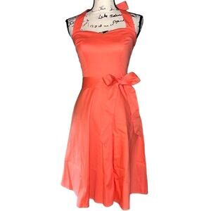 Topdness‎ peach retro halter fit & flare dress small